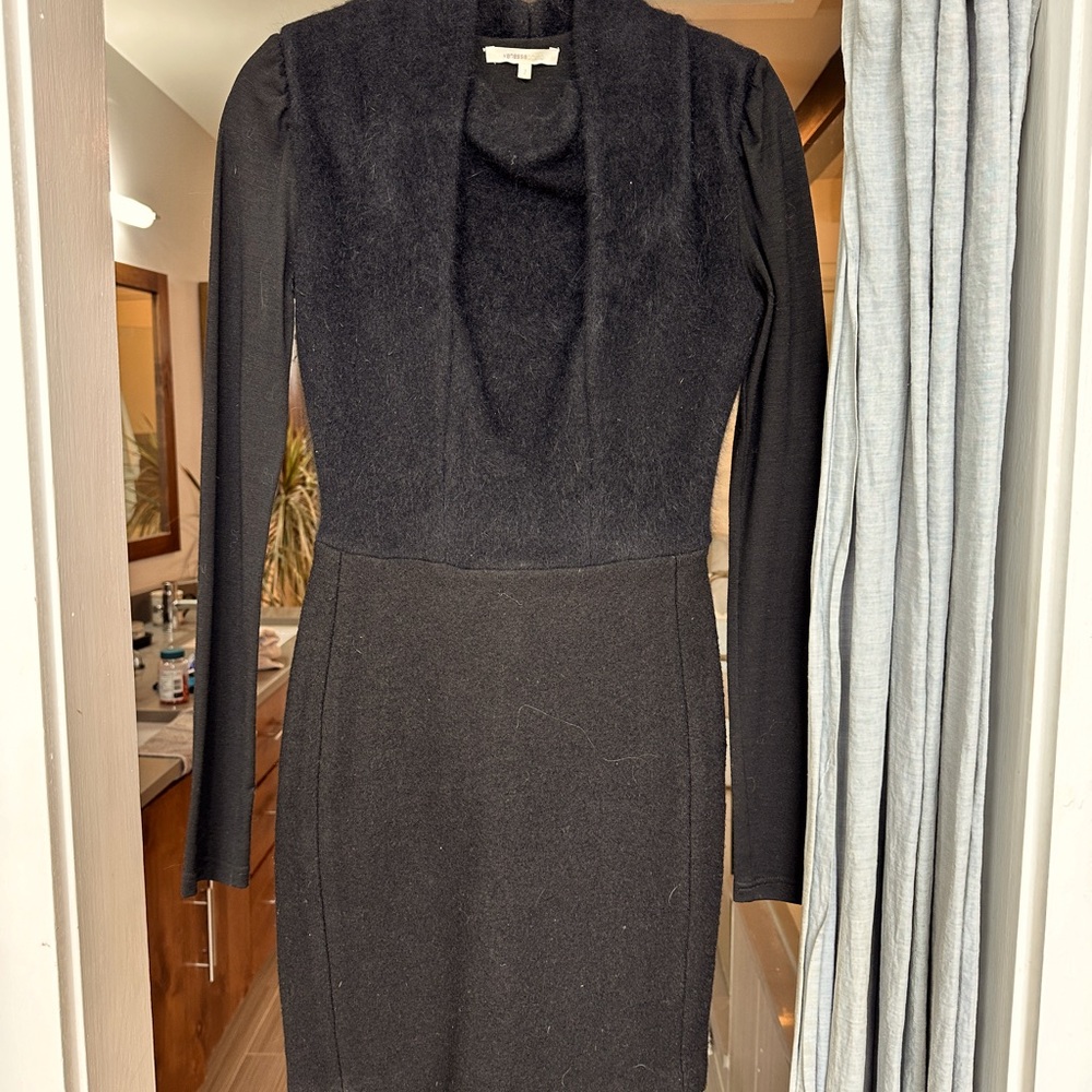 Vanessa Bruno black long sleeve mini cocktail dress.